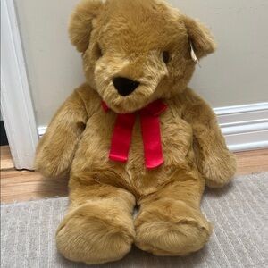 Adorable Brown Teddy Bear with Red Bow